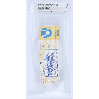 Robin Yount Milwaukee Brewers Autographed Career Hit 3,000 Beckett Fanatics Witnessed Authenticated Mint 9 Ticket from September 9, 1992 with "3000 Hit" Inscription