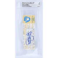 Robin Yount Milwaukee Brewers Autographed Career Hit 3,000 Beckett Fanatics Witnessed Authenticated Mint 9 Ticket from September 9, 1992 with "3000 Hit" Inscription