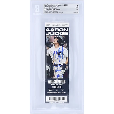 CC Sabathia New York Yankees Autographed Career Win 247 Beckett Fanatics Witnessed Authenticated Ticket from April 19