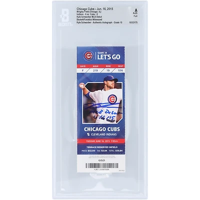 Kyle Schwarber Chicago Cubs Autographed MLB Debut Beckett Fanatics Witnessed Authenticated Auto 10 Ticket from June 16, 2015 with "MLB Debut 6/16/15" Inscription