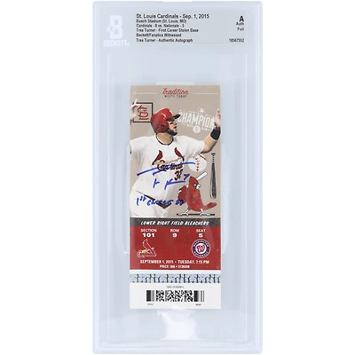 Trea Turner Washington Nationals Autographed 1st Career Stolen Base Beckett Fanatics Witnessed Authenticated Ticket from September 1, 2015 with "1st Career SB" Inscription