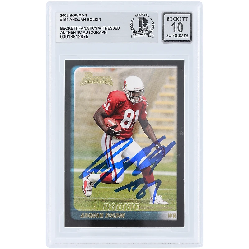 Anquan Boldin Arizona Cardinals Autographed 2003 Bowman #155 Beckett Fanatics Witnessed Authenticated 10 Rookie Card