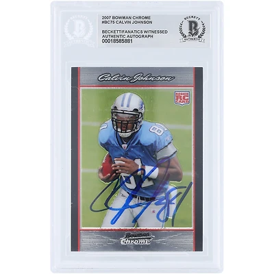 Calvin Johnson Detroit Lions Autographed 2007 Bowman Chrome #BC75 Beckett Fanatics Witnessed Authenticated Rookie Card
