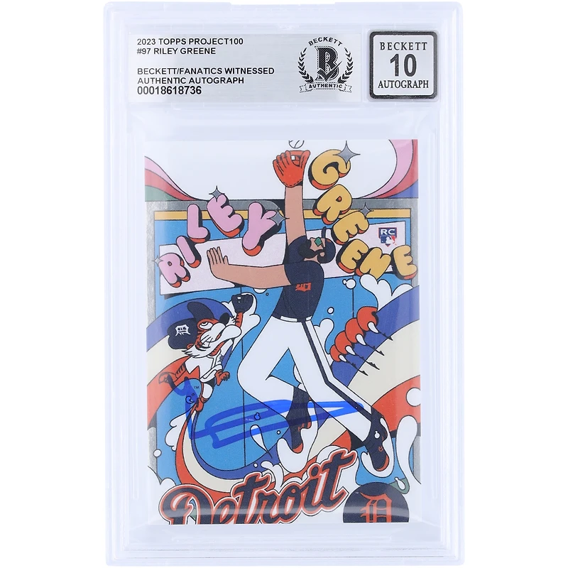 Riley Greene Detroit Tigers Autographed 2023 Topps Project 100 #97 Beckett Fanatics Witnessed Authenticated 10 Rookie Card