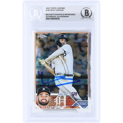Riley Greene Detroit Tigers Autographed 2023 Topps Chrome #182 Beckett Fanatics Witnessed Authenticated Rookie Card