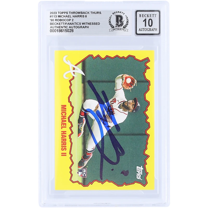 Michael Harris II Atlanta Braves Autographed 2023 Topps TBT Design: '90 Robocop 2 #113 Beckett Fanatics Witnessed Authenticated 10 Rookie Card