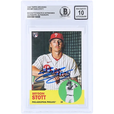 Bryson Stott Philadelphia Phillies Autographed 2022 Topps Archives #93 Beckett Fanatics Witnessed Authenticated 10 Rookie Card