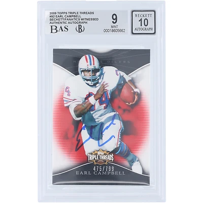 Earl Campbell Houston Oilers Autographed 2009 Topps Triple Threads #92 #/799 Beckett Fanatics Witnessed Authenticated 9/10 Card