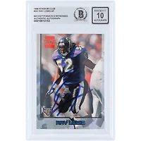 Ray Lewis Baltimore Ravens Autographed 1996 Topps Stadium Club #351 Beckett Fanatics Witnessed Authenticated 10 Rookie Card