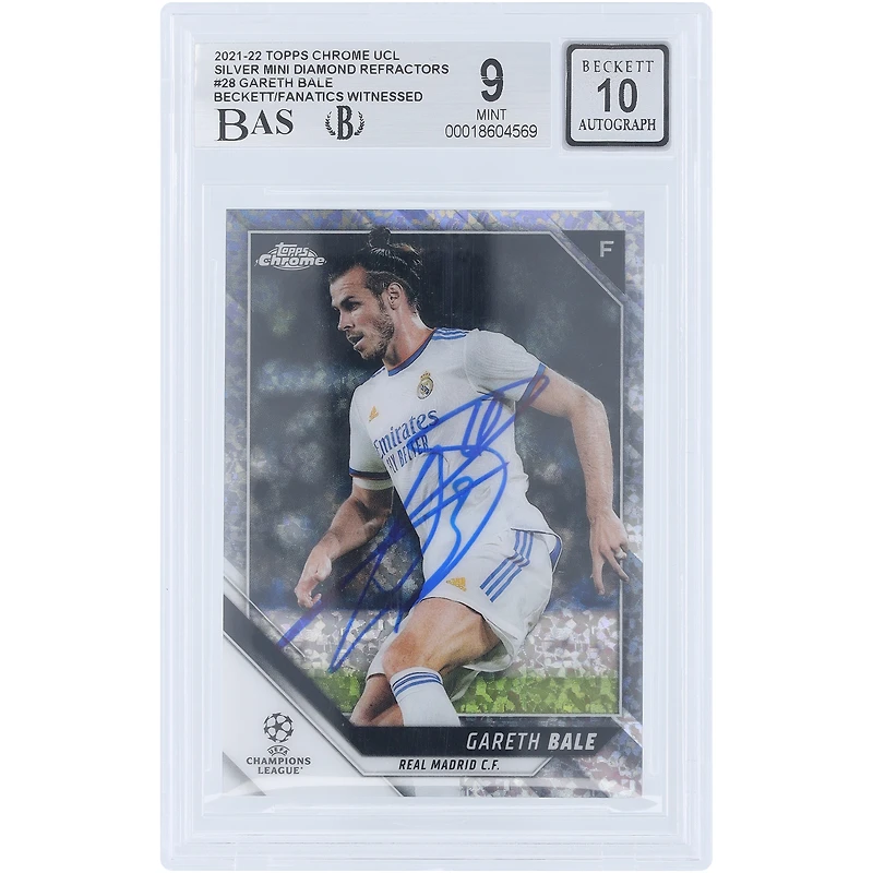 Gareth Bale Real Madrid Autographed 2021-22 Topps Chrome UEFA Silver Mini Diamond Refractor #28 #/275 Beckett Fanatics Witnessed Authenticated 9/10 Card