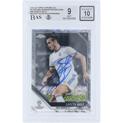 Gareth Bale Real Madrid Autographed 2021-22 Topps Chrome UEFA Silver Mini Diamond Refractor #28 #/275 Beckett Fanatics Witnessed Authenticated 9/10 Card
