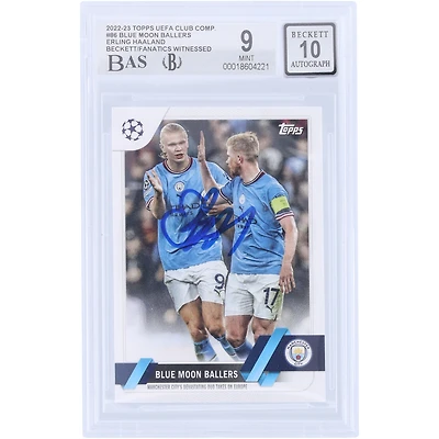Erling Haaland Manchester City Autographed 2022-23 Topps UEFA Blue Moon Ballers #86 Beckett Fanatics Witnessed Authenticated 9/10 Card