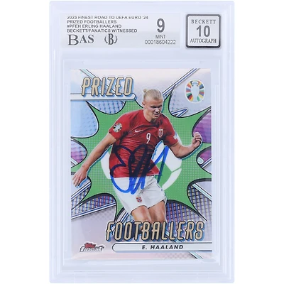 Erling Haaland Manchester City Autographed 2023 Topps Finest Road To UEFA Euro Prized Footballers #PF-EH Beckett Fanatics Witnessed Authenticated 9/10 Card