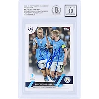 Erling Haaland Manchester City Autographed 2022-23 Topps UEFA Blue Moon Ballers 1st Edition #86 Beckett Fanatics Witnessed Authenticated 10 Card