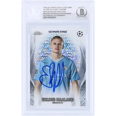 Erling Haaland Manchester City Autographed - Topps UEFA Ultimate Stage Chrome #USC- Beckett Fanatics Witnessed Authenticated Card