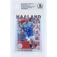 Erling Haaland Manchester City Autographed 2024-25 Topps Chrome UEFA Refractor #9 Beckett Fanatics Witnessed Authenticated Card