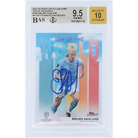 Erling Haaland Manchester City Autographed 2023-24 Topps Finest UEFA Top Of The World #TW-3 Beckett Fanatics Witnessed Authenticated 9.5/10 Card