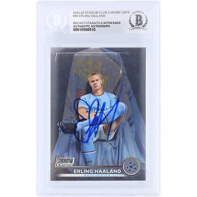 Erling Haaland Manchester City Autographed 2022-23 Topps Stadium Club Chrome #92 Beckett Fanatics Witnessed Authenticated Card