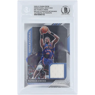 Patrick Ewing New York Knicks Autographed 2020-21 Panini Prizm Sensational Swatches Jersey Relic #SSW-PEW Beckett Fanatics Witnessed Authenticated Card