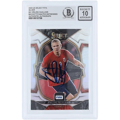 Erling Haaland Manchester City Autographed 2022-23 Panini Select Silver Prizm #41 Beckett Fanatics Witnessed Authenticated 10 Card
