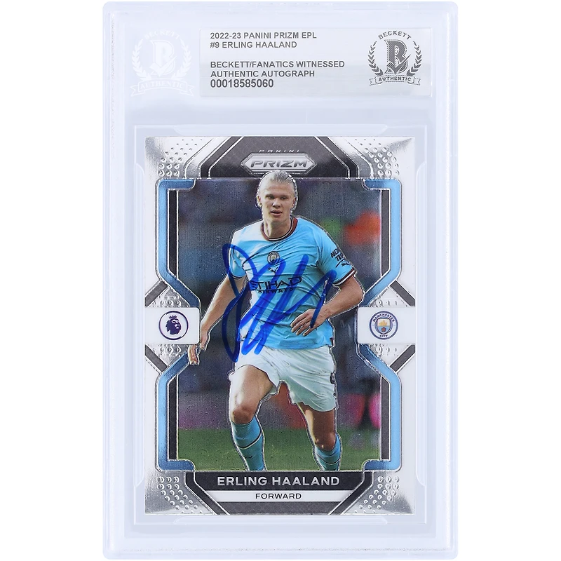 Erling Haaland Manchester City Autographed 2022-23 Panini Prizm #9 Beckett Fanatics Witnessed Authenticated Card