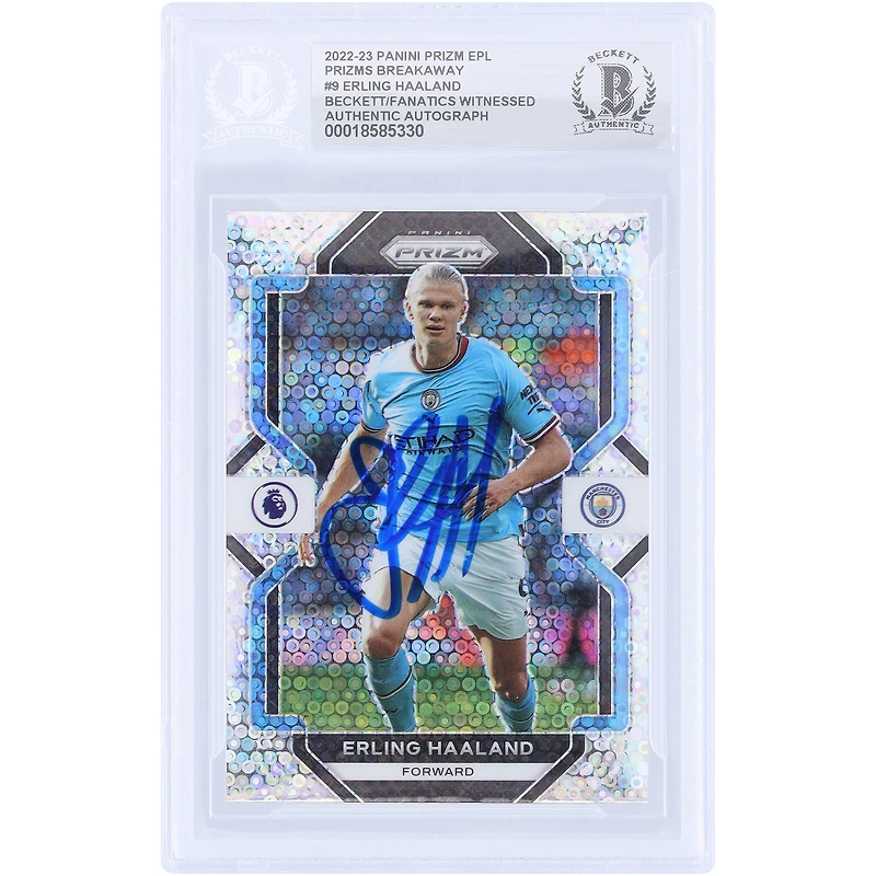 Erling Haaland Manchester City Autographed 2022-23 Panini Prizm Breakaway Prizm #9 Beckett Fanatics Witnessed Authenticated Card