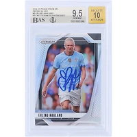 Erling Haaland Manchester City Autographed 2024-25 Panini Prizm Silver Prizm #9 Beckett Fanatics Witnessed Authenticated 9.5/10 Card
