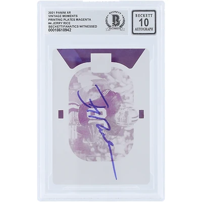 Jerry Rice San Francisco 49ers Autographed 2021 Panini Xr Magenta Printing Plate #VM-4 #1/1 Beckett Fanatics Witnessed Authenticated 10 Card