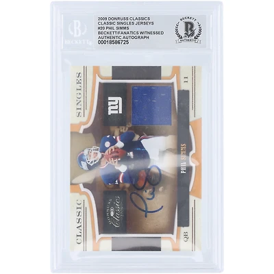 Phil Simms New York Giants Autographed 2009 Donruss Classics Classic Single Jersey Relic #20 #/250 Beckett Fanatics Witnessed Authenticated Card