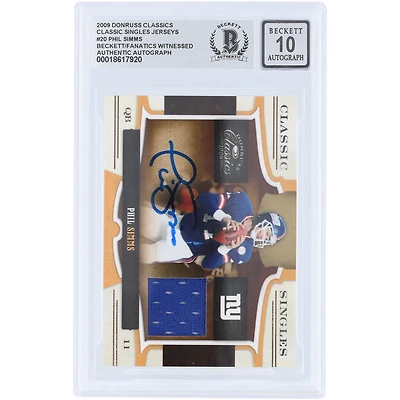 Phil Simms New York Giants Autographed 2009 Donruss Classics Classic Single Jersey Relic #20 #/250 Beckett Fanatics Witnessed Authenticated 10 Card