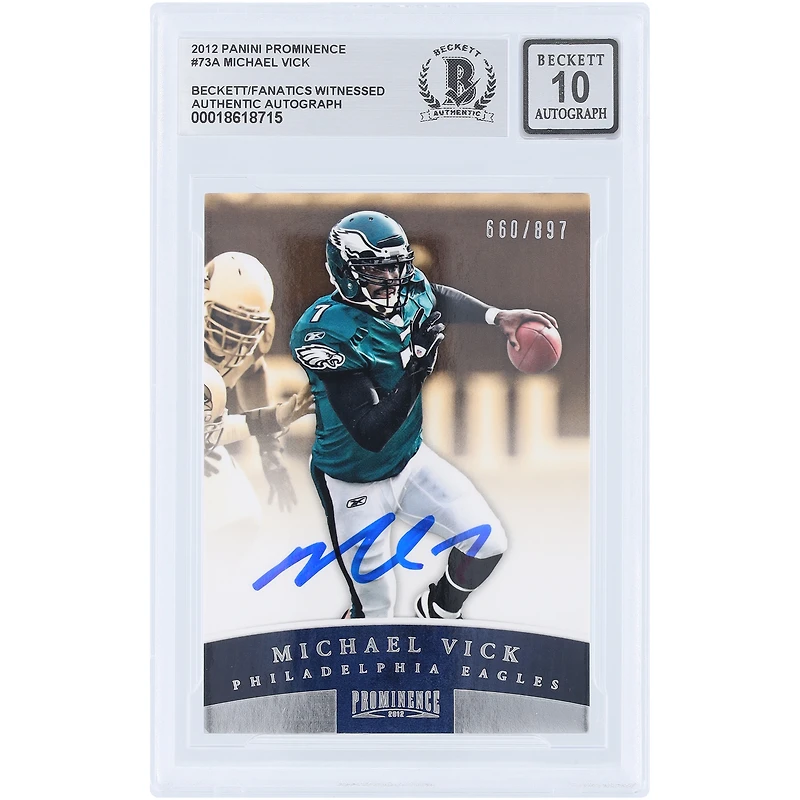 Michael Vick Philadelphia Eagles Autographed 2012 Panini Prominence #73 #/897 Beckett Fanatics Witnessed Authenticated 10 Card