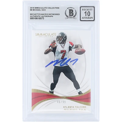 Michael Vick Atlanta Falcons Autographed 2019 Panini Immaculate Collection #8 #/99 Beckett Fanatics Witnessed Authenticated 10 Card