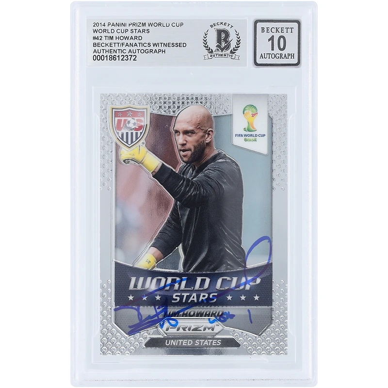 Tim Howard USMNT Autographed 2014 Panini Prizm World Cup Stars #42 Beckett Fanatics Witnessed Authenticated 10 Card