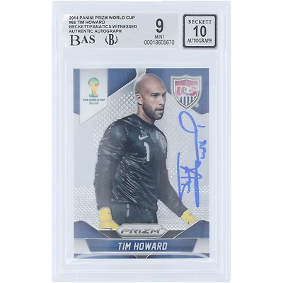 Tim Howard USMNT Autographed 2014 Panini Prizm World Cup #66 Beckett Fanatics Witnessed Authenticated 9/10 Card