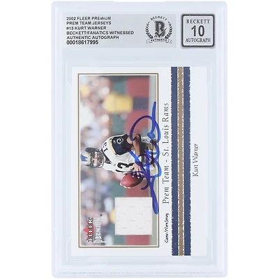Kurt Warner St. Louis Rams Autographed 2002 Fleer Premium Prem Team Jersey Relic #KW Beckett Fanatics Witnessed Authenticated 10 Card