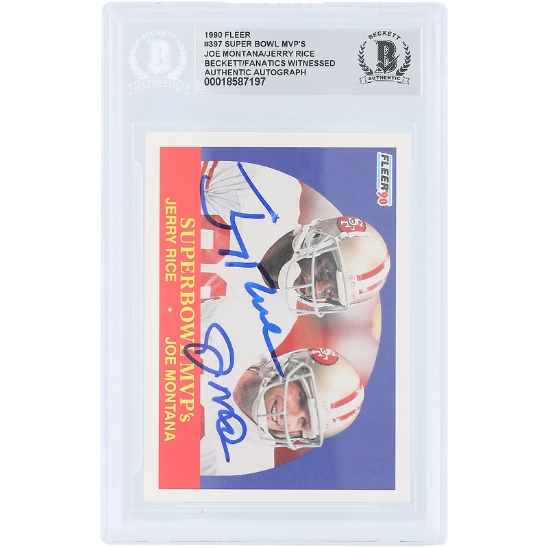 Joe Montana & Jerry Rice San Francisco 49ers Autographed 1990 Fleer #397 Beckett Fanatics Witnessed Authenticated / Card