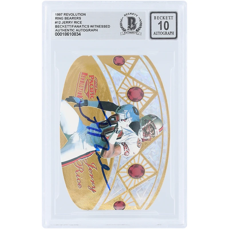 Jerry Rice San Francisco 49ers Autographed 1997 Pacific Revolution Ring Bearer #12 Beckett Fanatics Witnessed Authenticated 10 Card