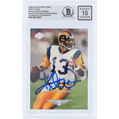 Kurt Warner St. Louis Rams Autographed 1999 Collector's Edge First Place #201P Beckett Fanatics Witnessed Authenticated 10 Rookie Card