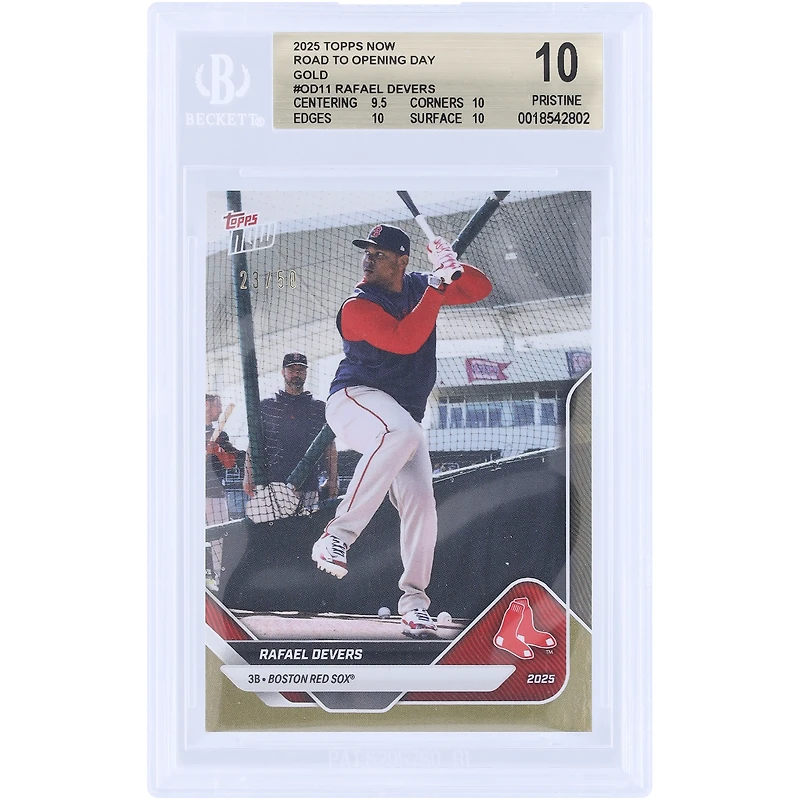Rafael Devers Boston Red Sox 2025 Topps Now Road To Opening Day Gold Foil #OD-11 #/50 BGS Authenticated 10 Card - 9.5,10,10,10 Subgrades