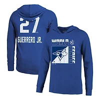 Men's Majestic Threads Vladimir Guerrero Jr. Royal Toronto Blue Jays 2025 World Series Name & Number Lightweight Long Sleeve Hooded T-Shirt