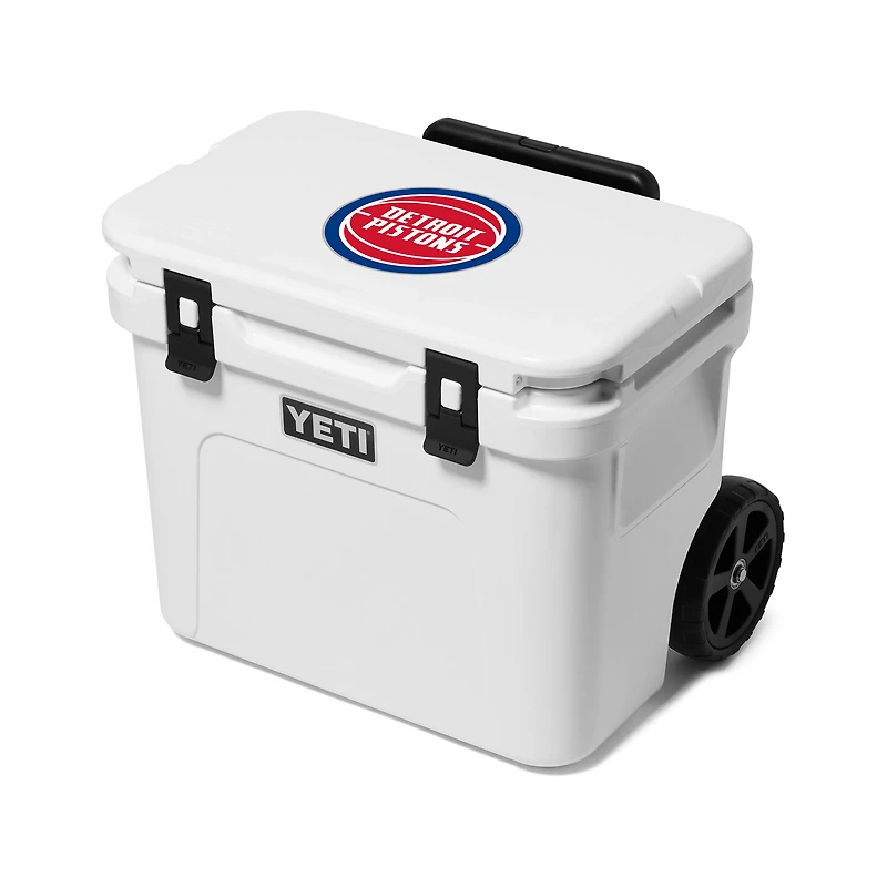 YETI White Detroit Pistons Roadie 32 Wheeled Cooler