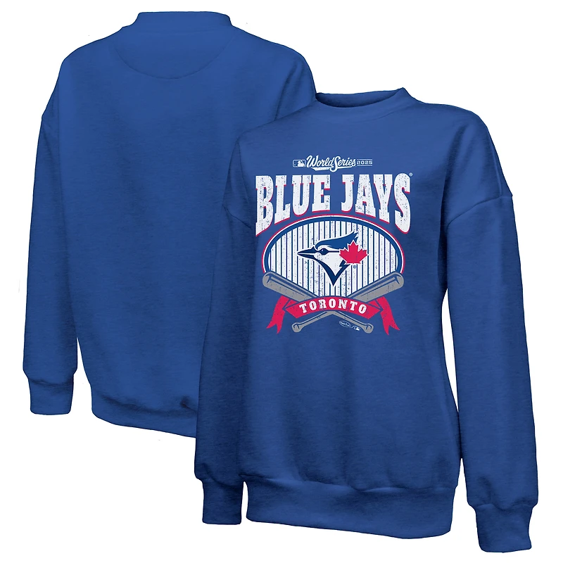 Women's Majestic Threads Royal Toronto Blue Jays 2025 World Series Alpha Local Classic Tri-Blend Sweatshirt