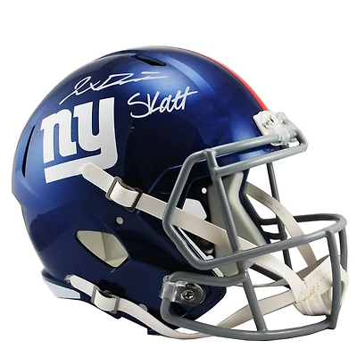 Jaxson Dart & Cam Skattebo New York Giants Autographed Riddell Speed Replica Helmet