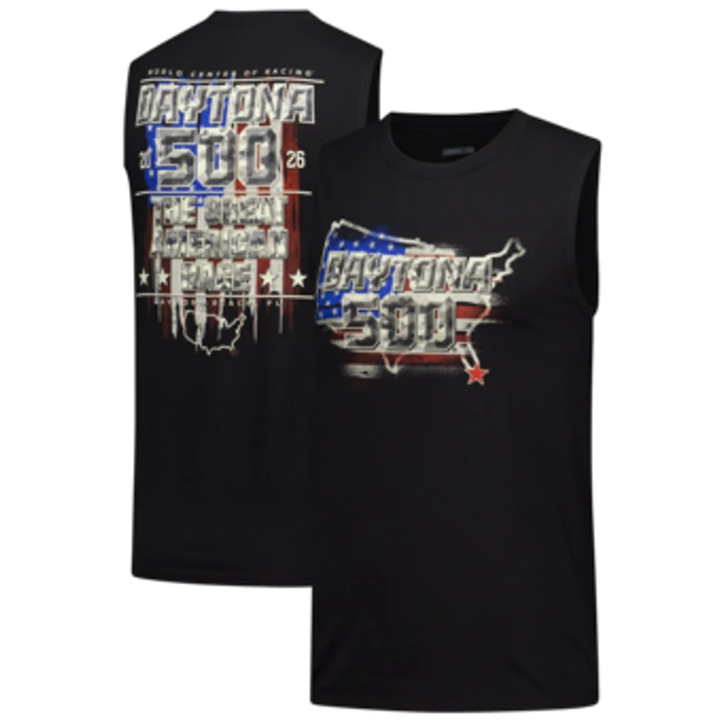 Men's Checkered Flag Sports Black Daytona International Speedway 2026 Daytona 500 Sleeveless Tank