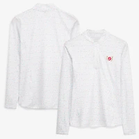 Women's Peter Millar  White Kentucky Derby Custom Print Quarter-Zip Pullover