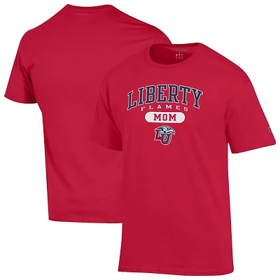 Women's Champion Red Liberty Flames Mom Pill Box Jersey T-Shirt