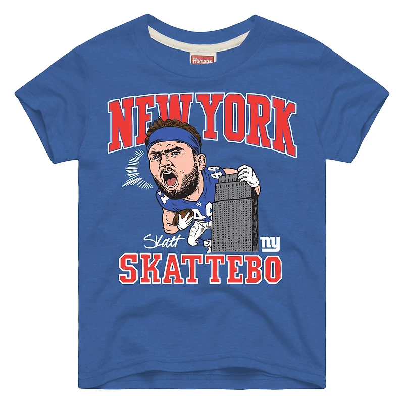 Youth Homage Cam Skattebo Royal New York Giants Caricature Tri-Blend T-Shirt