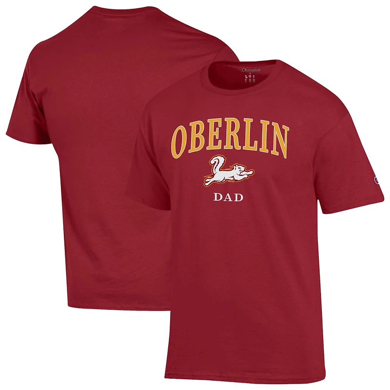 Men's Champion  Cardinal Oberlin Yeomen Arch Dad Jersey T-Shirt