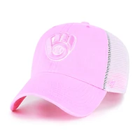 Women's '47 Pink Milwaukee Brewers Summer Fun Trucker Clean Up Adjustable Hat
