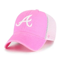 Women's '47 Pink Atlanta Braves Summer Fun Trucker Clean Up Adjustable Hat